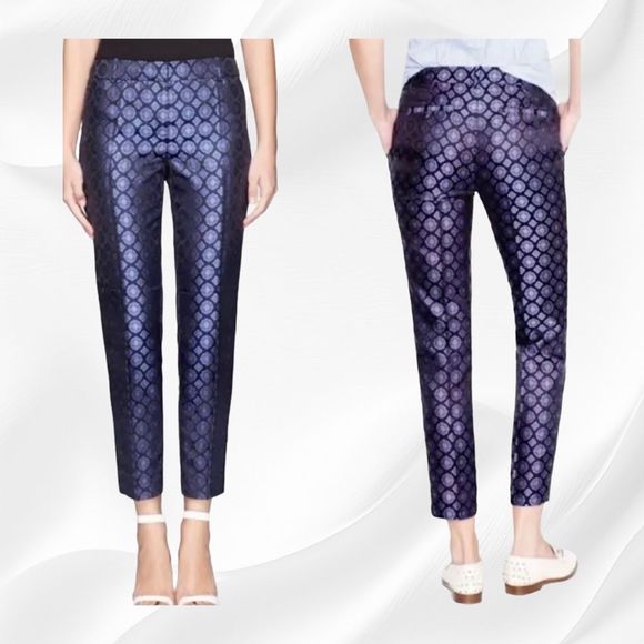 J. Crew Pants - J. Crew Silk Cafe Capri Gorgeous Navy Print Size 8